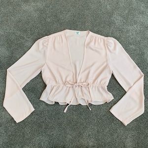 Sunday Best Cropped Tie Front Blouse - Light Pink | Aritzia | Sunday Best | S